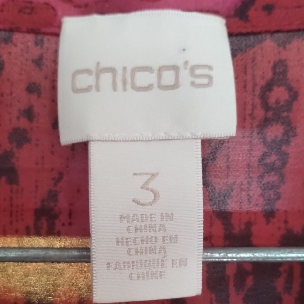 Chico's Vibrant Georgette Red Flowy Blouse Shirt … - image 2